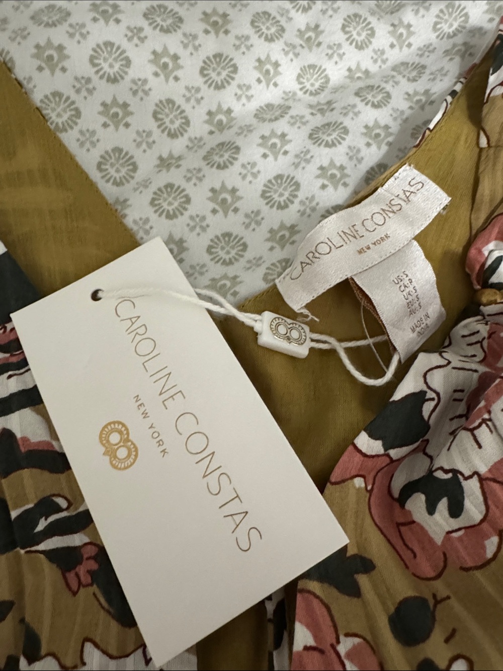 Caroline Constas Mustard Floral V-Neck Maxi Dress - Picture 2 of 3